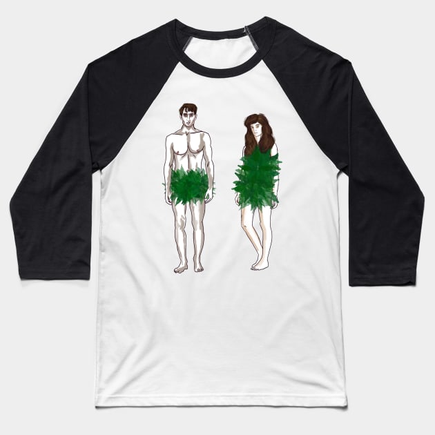 Adam and Eve Baseball T-Shirt by HappyRandomArt